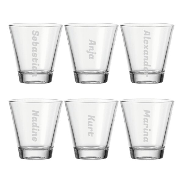 Gravur CIAO Trinkglas 215 ml Name vertikal 6 Stück