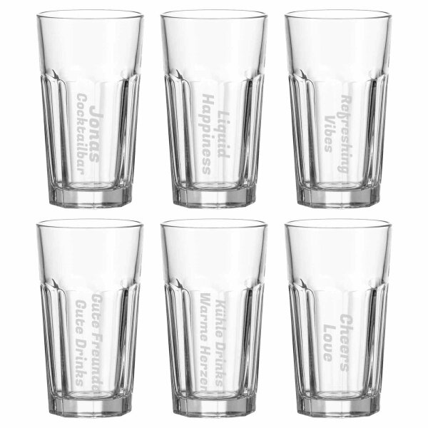 Longdrinkglas ROCK XL 540 ml Name vertikal 6 Stück