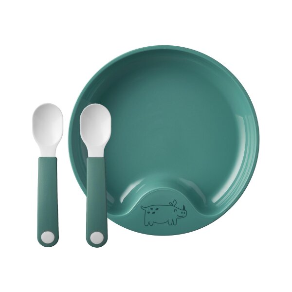 Mepal Mio Lernteller mit Lernlöffel - deep turquoise