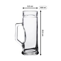 Bierkrug PREMIUM 0,5 l - Name vertikal 6 Stück