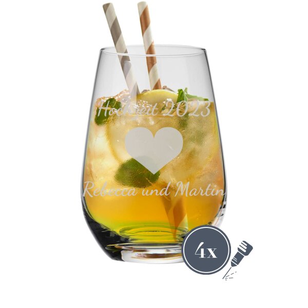 Longdrinkglas VBG 4er Set - gefülltes Herz