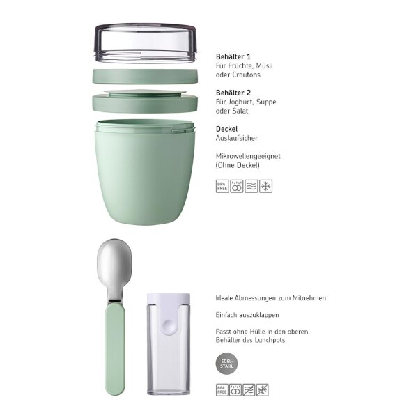 Mepal ELLIPSE Lunchpot + Faltbarer Löffel - Vivid Blue