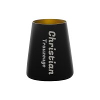 Becher Power schwarz-gold Name vertikal 1 Stück