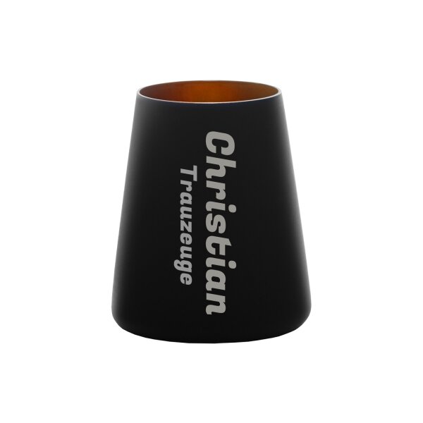 Becher Power schwarz-bronze Name vertikal 1 Stück