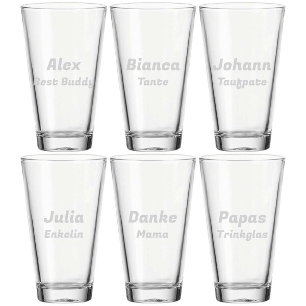 Trinkglas CIAO 300 ml Name horizontal 6 Stück
