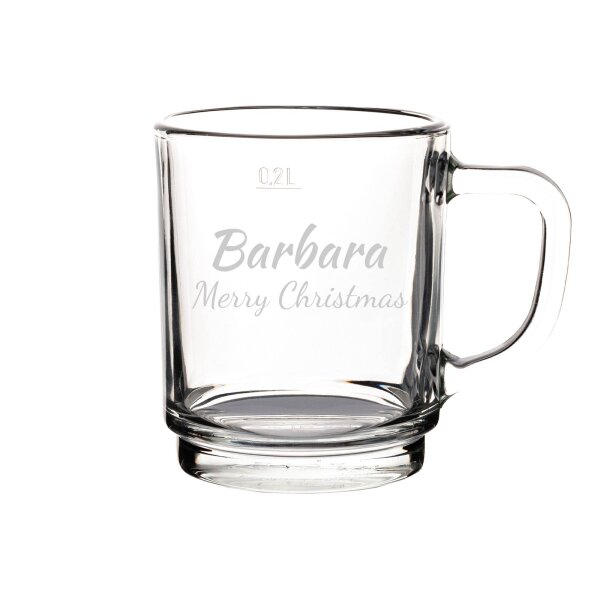 Gravur Glühweinglas Kaffeeglas 0,2l geeicht - Name horizontal 1 Stück