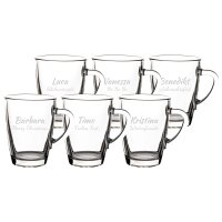 Gravur Glasbecher Kaffeebecher 300 ml - Name horizontal 6...
