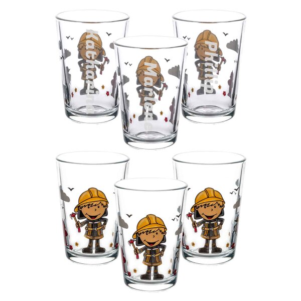 Kinderbecher Feuerwehrmann Bernie mit Gravur 3er Set