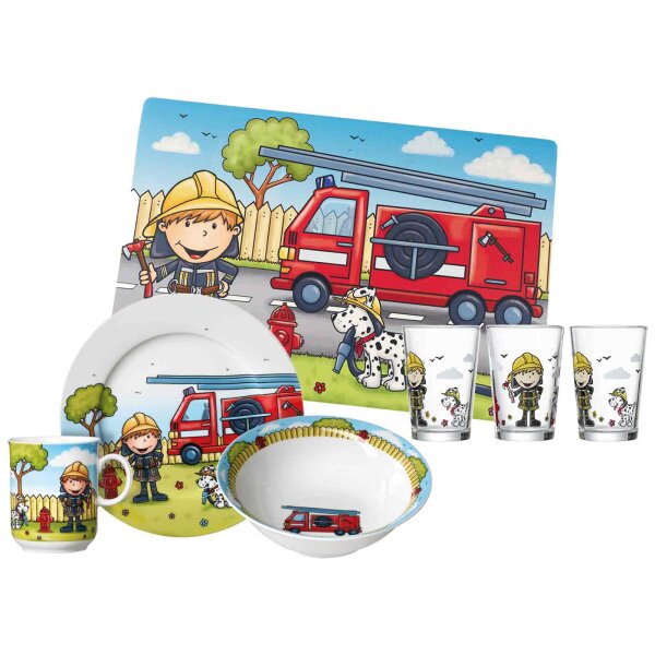 Ritzenhoff & Breker FEUERWEHRMANN BERNIE Geschirr-Set mit Kinderbecher 7-teilig