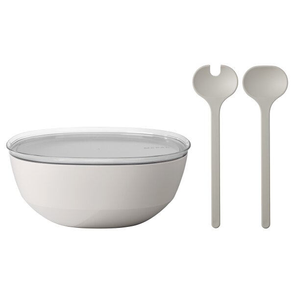 Mepal SILUETA Servierschale mit Deckel & Salatbesteck 5000 ml - Nordic White