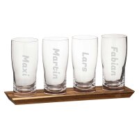 Biergläser mit Servierbrett 430 ml mit Gravur -...
