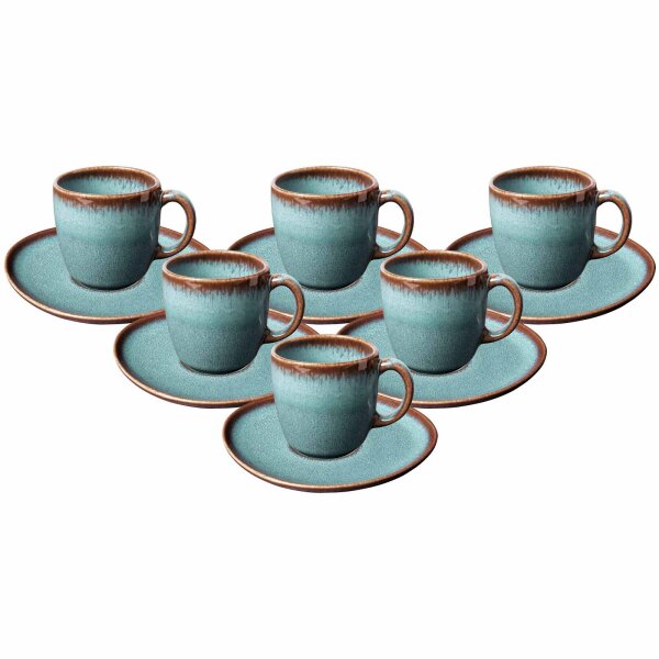 like. by Villeroy & Boch Lave Kaffeetasse mit Untertasse 190 ml 6er Set - Glacé