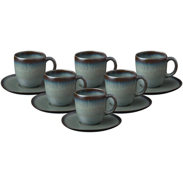 like. by Villeroy & Boch Lave Kaffeetasse mit Untertasse 190 ml 6er Set - Gris