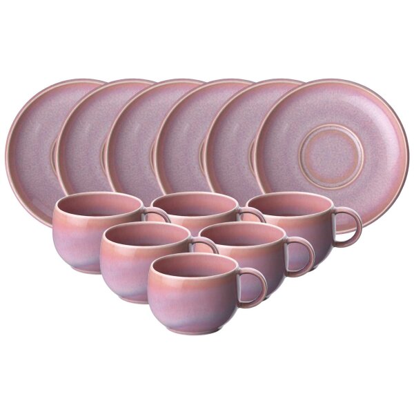 like. by Villeroy & Boch Perlemor Coral Espressotasse mit Untertasse 60 ml 6er Set
