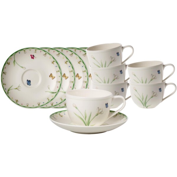 Villeroy & Boch Colourful Spring Kaffeetasse mit Untertasse 230 ml 6er Set