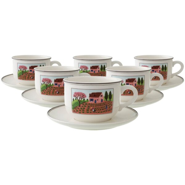 Villeroy & Boch Design Naif Cappuccinotasse mit Untertasse 330 ml 6er Set