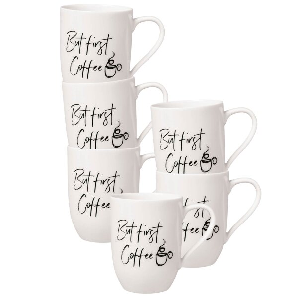 Villeroy & Boch Statement Becher But first Coffee 290 ml 6er Set