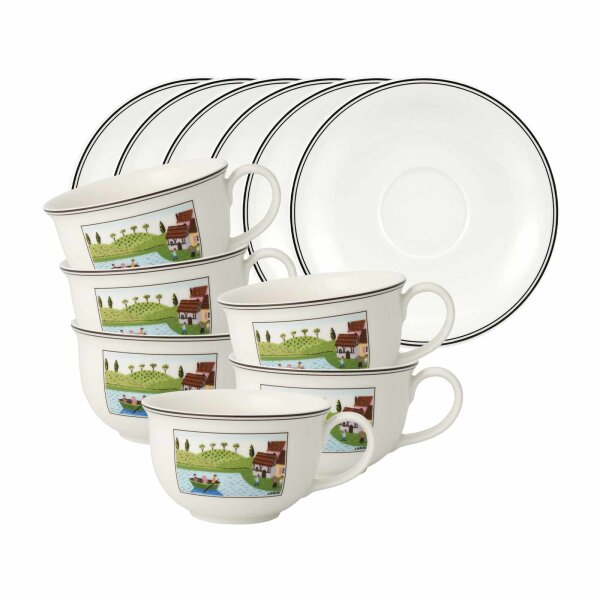Villeroy & Boch Charm & Breakfast Design Naif Café au lait Obertasse mit Untertasse 12 tlg.