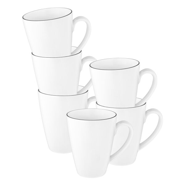 Seltmann Weiden Lido Black Line Kaffeebecher Tambel 350 ml 6er Set