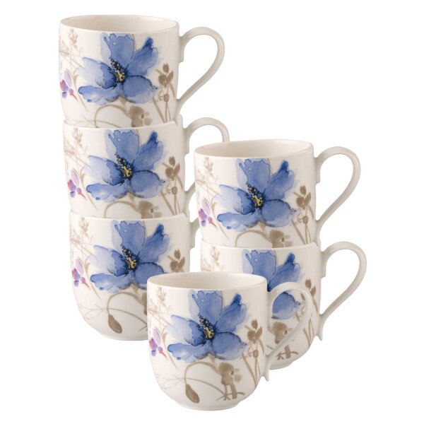 Villeroy & Boch Mariefleur Gris Basic Kaffeebecher 260 ml 6er Set