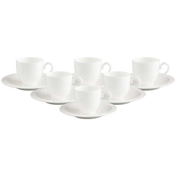 Villeroy & Boch White Pearl Espressotasse mit Untertasse 70ml 6er Set