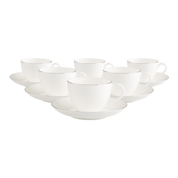 Villeroy & Boch Anmut Platinum No.1 Kaffeetasse mit Untertasse 150 ml 6er Set