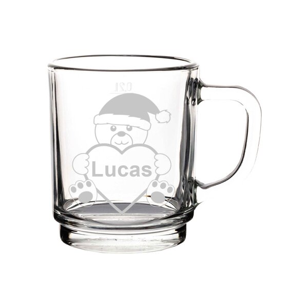 Glühweinglas Kaffeeglas 0,2l geeicht - Plüschbär - 1 Stück