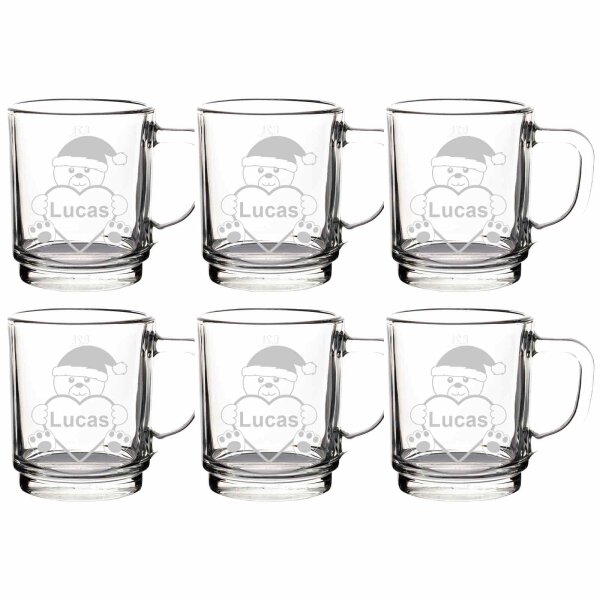 Glühweinglas Kaffeeglas 0,2l geeicht - Plüschbär - 6 Stück