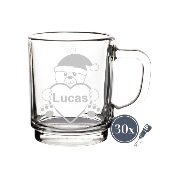 Glühweinglas Kaffeeglas 0,2l geeicht - Plüschbär - 30 Stück