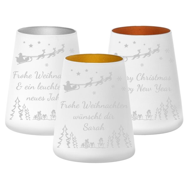 Teelichthalter weiß-gemischt 3er Set Weihnachtsmotiv