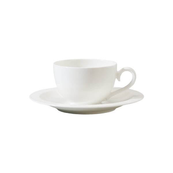 Villeroy & Boch White Pearl Cappuccinotasse mit Untertasse 310 ml