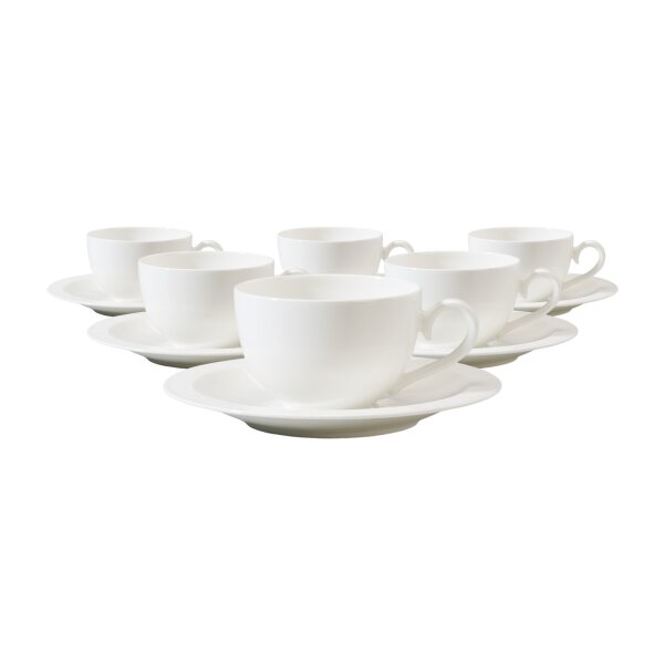 Villeroy & Boch White Pearl Cappuccinotasse mit Untertasse 310 ml 6er Set