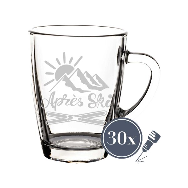 Glasbecher Kaffeebecher 300 ml - Après Ski - 30 Stück