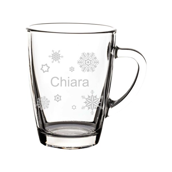 Gravur Glasbecher Kaffeebecher 300 ml - Schneeflocken - 1 Stück