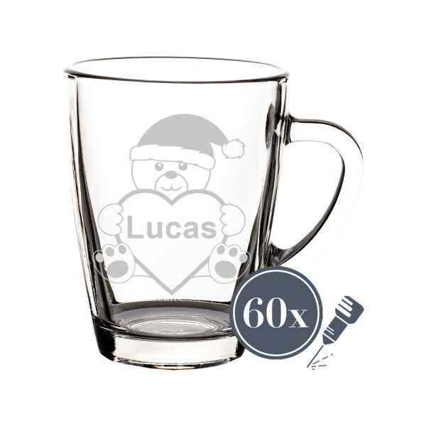 Glasbecher Kaffeebecher 300 ml - Plüschbär- 60 Stück