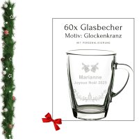 Glasbecher Kaffeebecher 300 ml - Glockenkranz - 60...