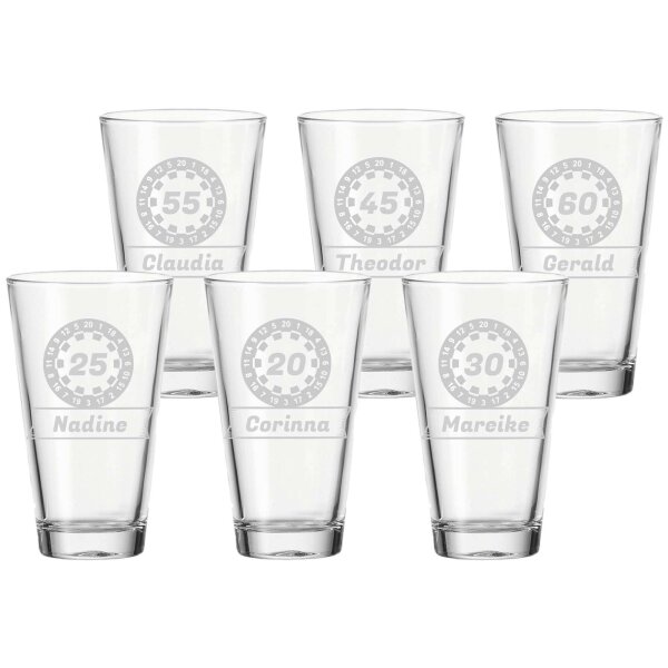 Trinkglas CIAO 300 ml Dartscheibe 6er Set