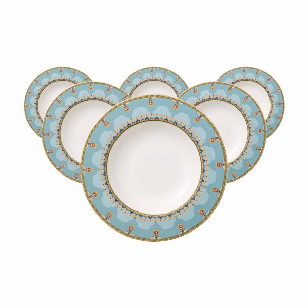 Villeroy & Boch Samarkand Aquamarin Suppenteller ø 24,8 cm 6er Set