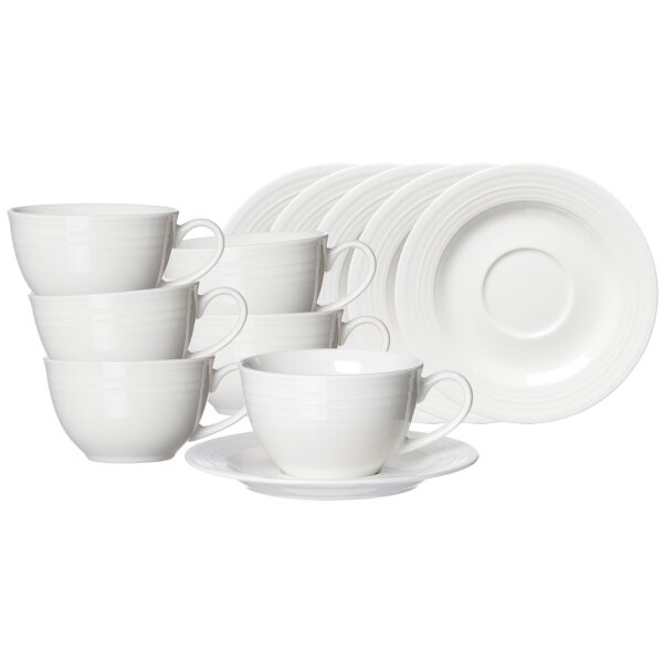 Ritzenhoff & Breker Levi Kaffeetasse mit Untertasse 6er Set - Weiß