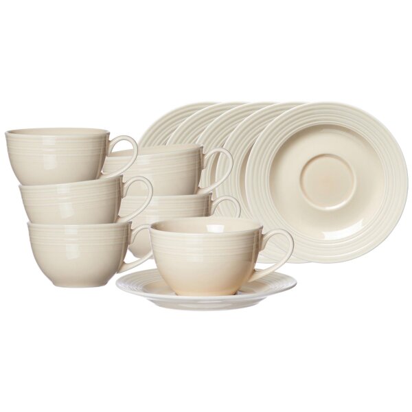 Ritzenhoff & Breker Levi Kaffeetasse mit Untertasse 6er Set - Beige
