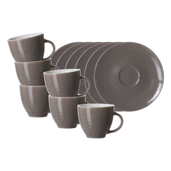 Ritzenhoff & Breker Suomi Espressotasse mit Untertasse 90 ml 6er Set - Braun