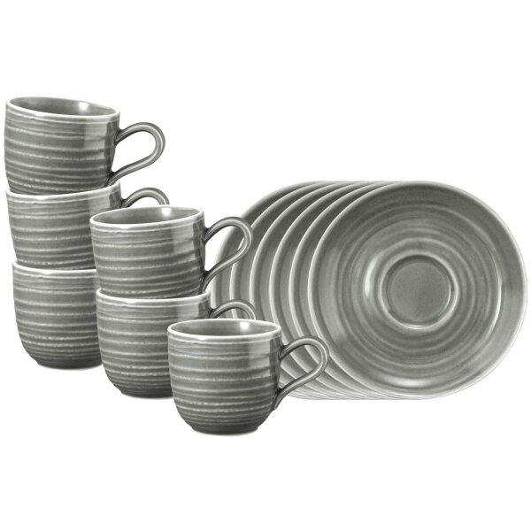 Seltmann Weiden Terra Espressotasse mit Untertasse 6er Set - Perlgrau