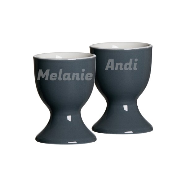 Eierbecher Doppio 2er Set - Name - Anthrazit