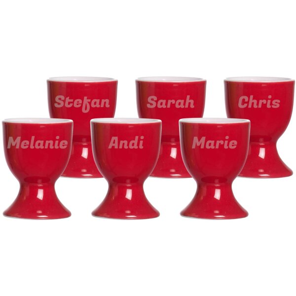 Eierbecher Doppio 6er Set - Name - Rot