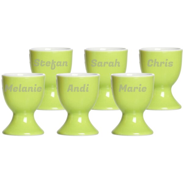 Eierbecher Doppio 6er Set - Name - Grün