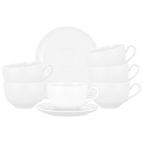 Seltmann Weiden Amina Milchkaffeetasse mit Untertasse 350 ml 6er Set - Weiß