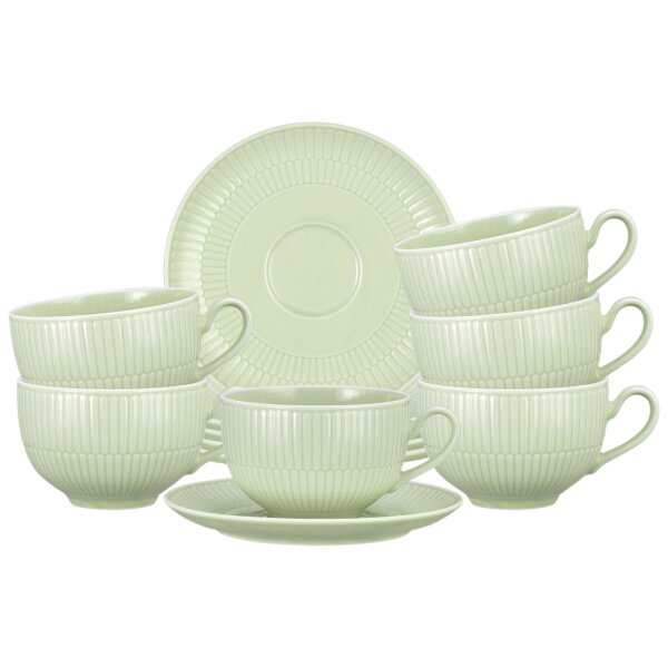 Seltmann Weiden Amina Milchkaffeetasse mit Untertasse 350 ml 6er Set - Seladon