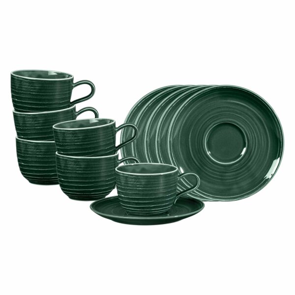 Seltmann Weiden Terra Kaffeetasse mit Untertasse 260 ml 6er Set - Moosgrün