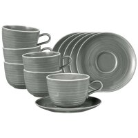 Seltmann Weiden Terra Milchkaffeetasse mit Untertasse 400 ml 6er Set - Perlgrau