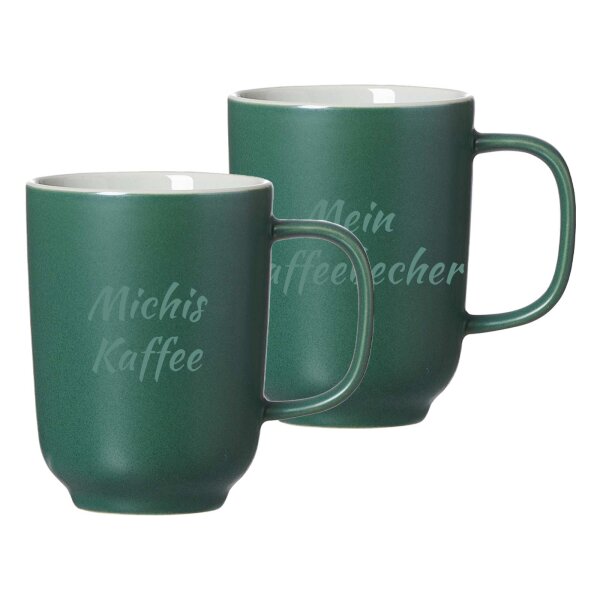 Kaffeebecher Jasper 285 ml mit Text 2er Set - Grün